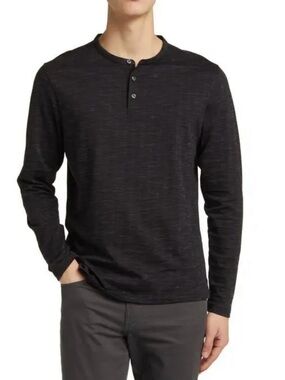 ROBERT BARAKETT Emerson Ribbed Long Sleeve Henley Shirt